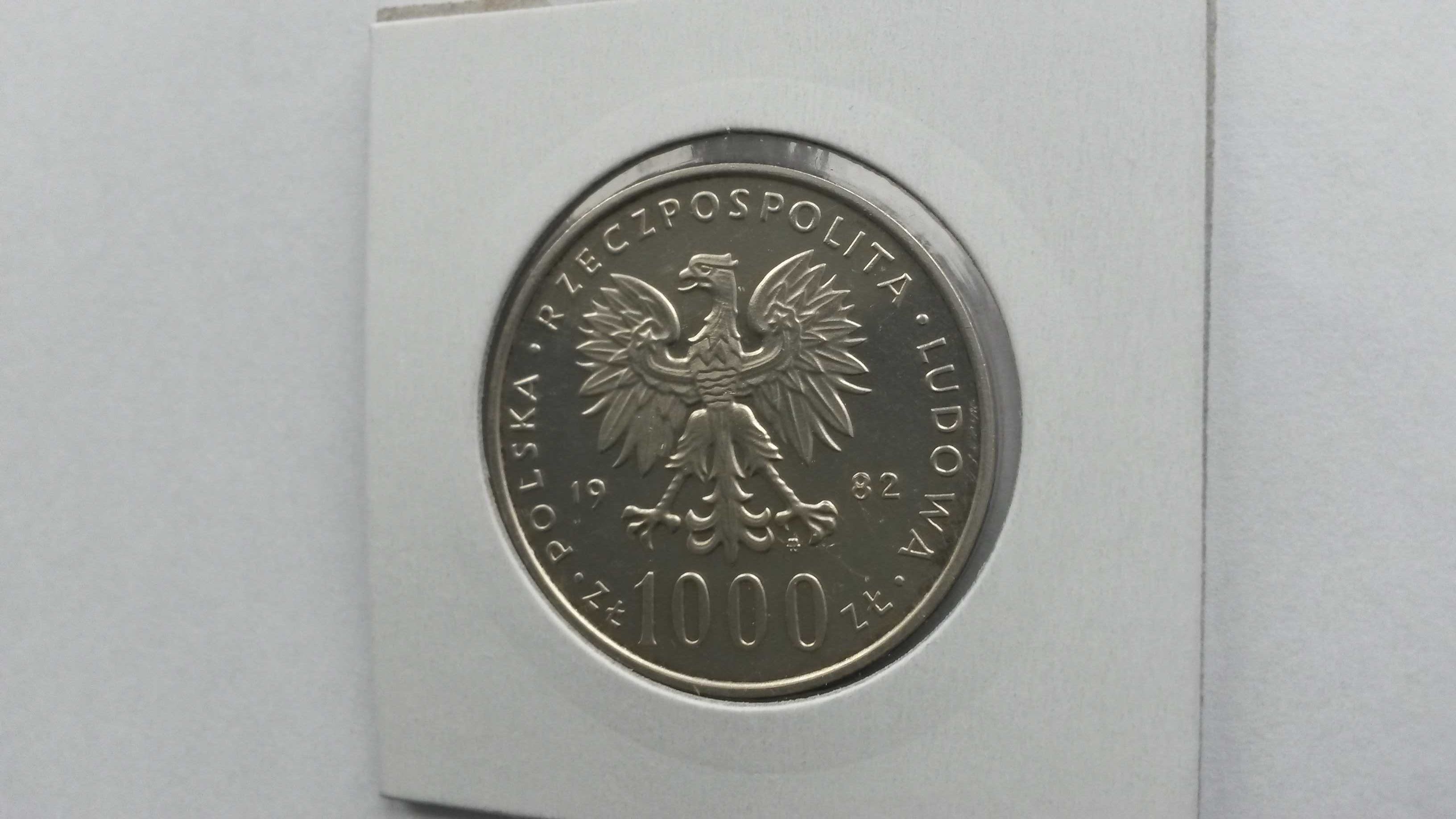 Moneta kolekcjonerska 1000 zł srebrna lustrzanka Jan Paweł II 1982 r.