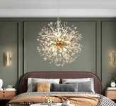 Lampa wisząca glamur, złota Kryształowa lampa do sypialni pokoju nowa
