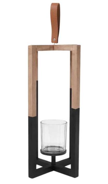 Dekoracyjny drewniany świecznik 41x16 cm