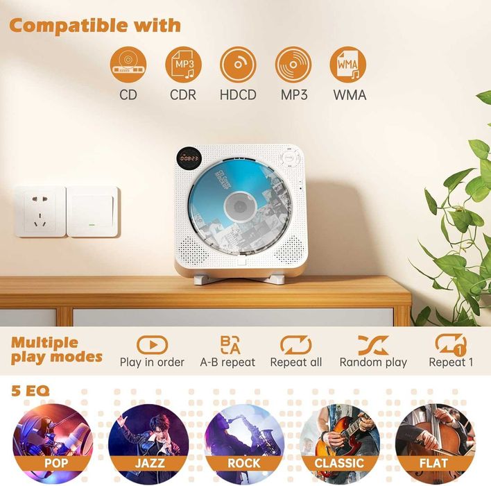 Przenośny odtwarzacz CD stojak albo montowany na ścianie