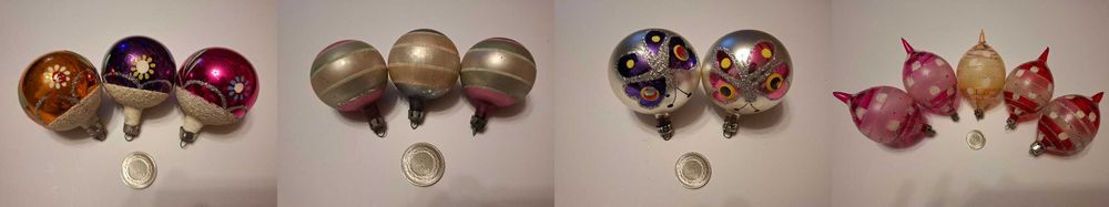 Bombki choinkowe stare, szklane, ręcznie robione, 150 szt.