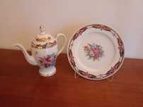 Conjunto Porcelana Prato + Bule - "LG Porcelaine - T. Limoges"