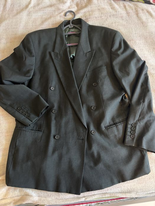 Butelkowa zielen marynarka dwurzedowa w stylu vintage uniwersalna