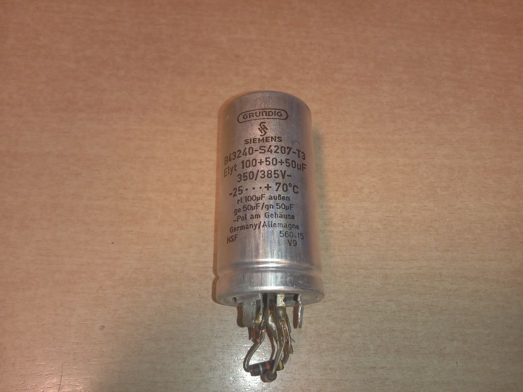 Kondensator Siemens 100+50+50 uF - 350/385V do lampowca