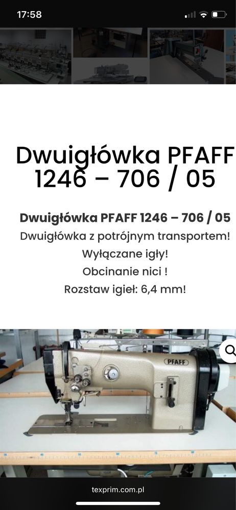 Maszyna Pfaff 1246 dwuigłowa