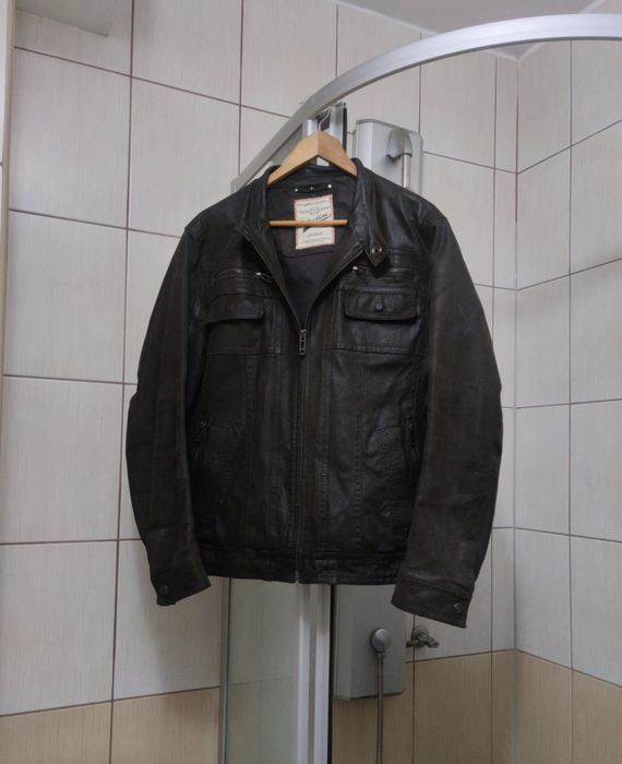 kurtka skórzana męska brązowa Angelo Litroco C&A leather skóra L class