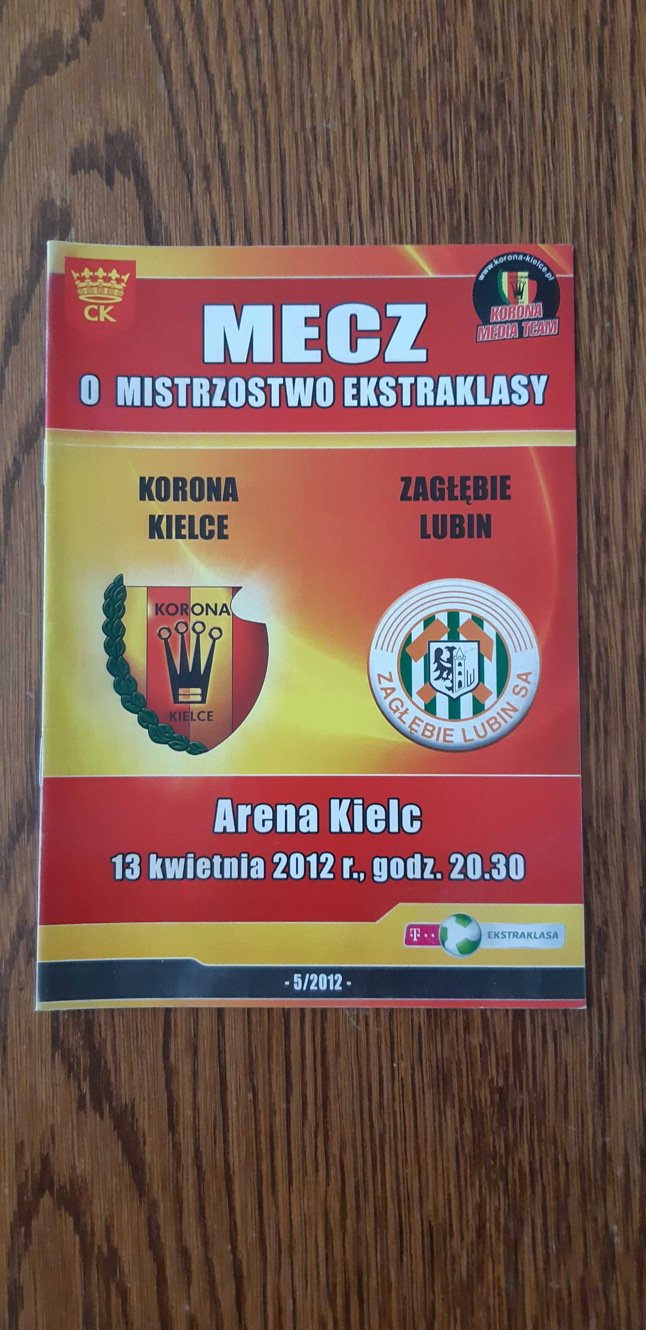 program z meczu Korona Kielce - Zagłębie Lubin 13 kwietnia 2012