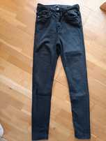 Spodnie jeansy slim skinny czarne z wysokim stanem
