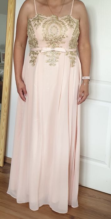 Długa suknia sukienka różowa bal ,ślub ,druhna ,wieczorowa L/XL 40/42