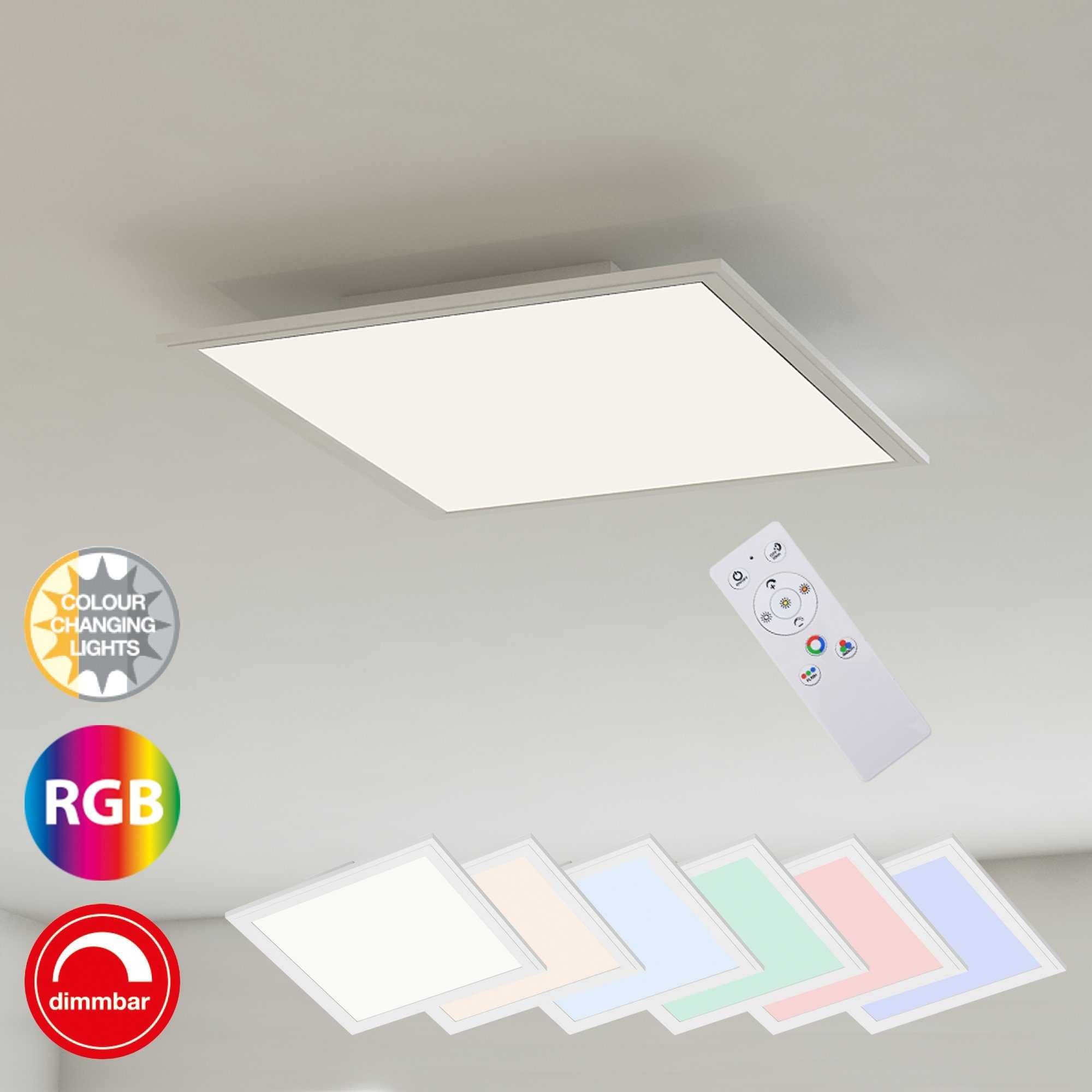 Lampa sufitowa panel LED ściemnialna zmiana kolorów RGB pilot