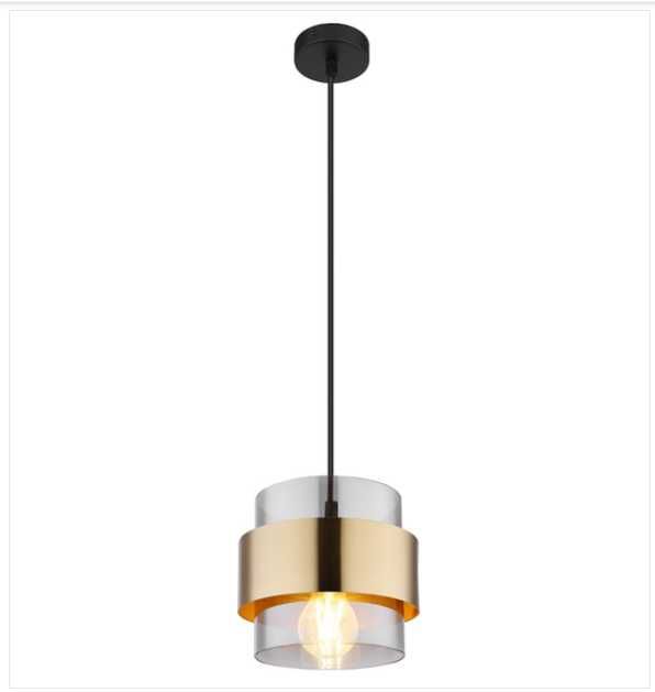 Candeeiro de teto suspenso MILLEY 60W 1 LUZ VIDRO PRETO/DOURADO