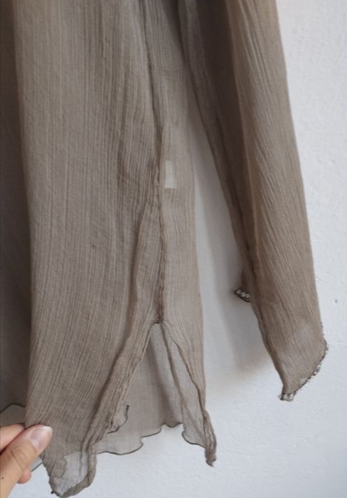 Długa bluzka narzutka na top bluzkę z jedwabiu 100% brązowa M/L luźna