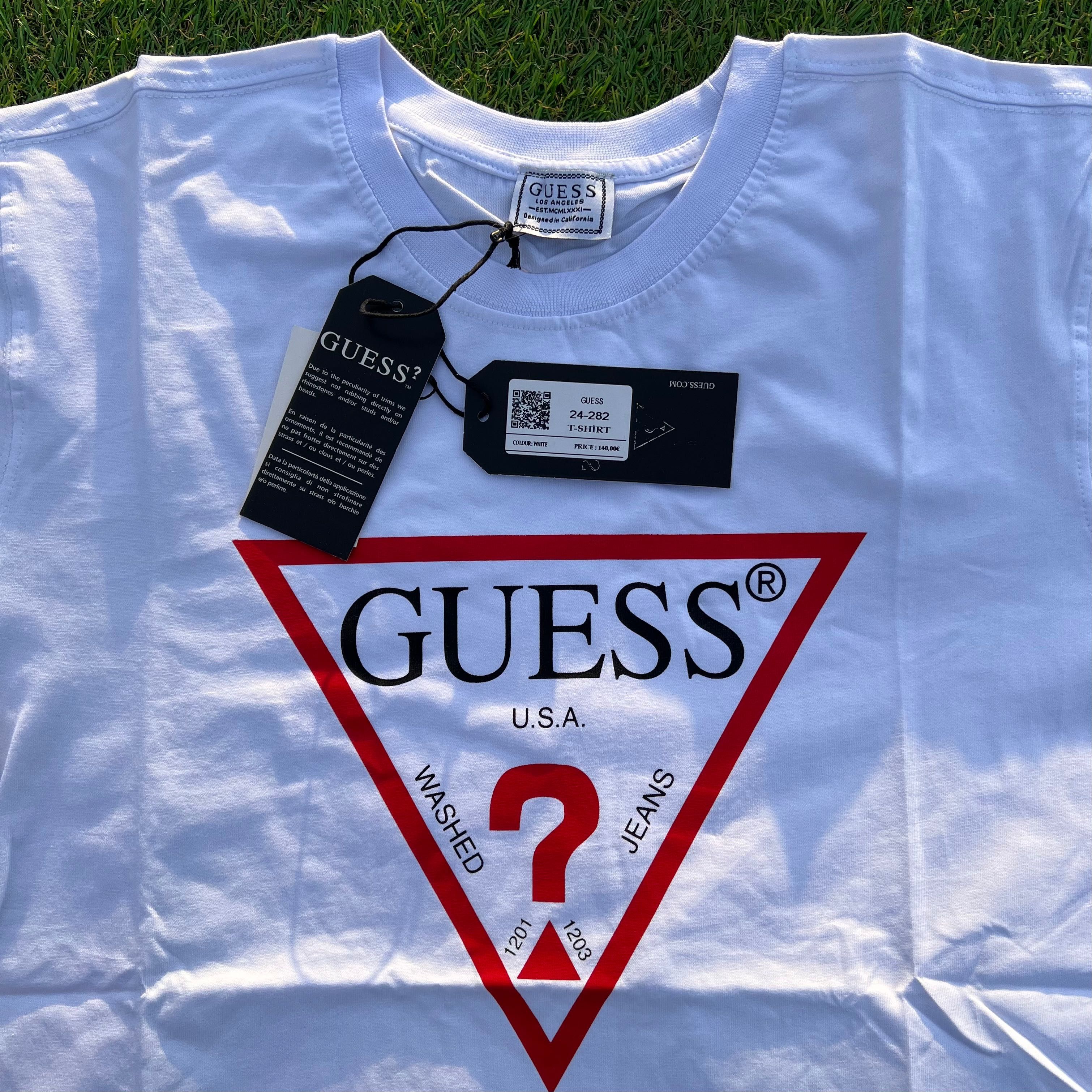 Нова оригінальна чоловіча футболка Guess біла розміри L / XL