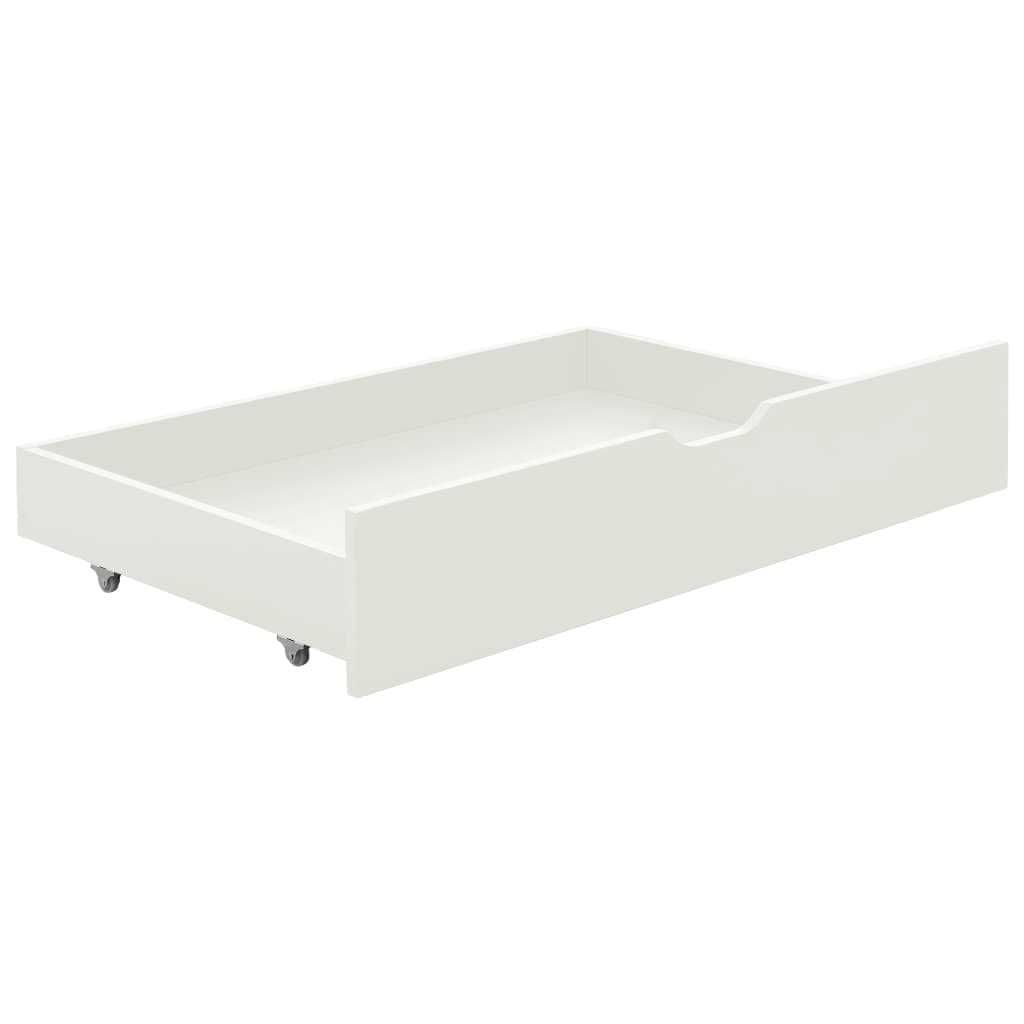 Rama łóżka z 2 szufladami, biała, lite drewno sosnowe, 90x200cm 343457