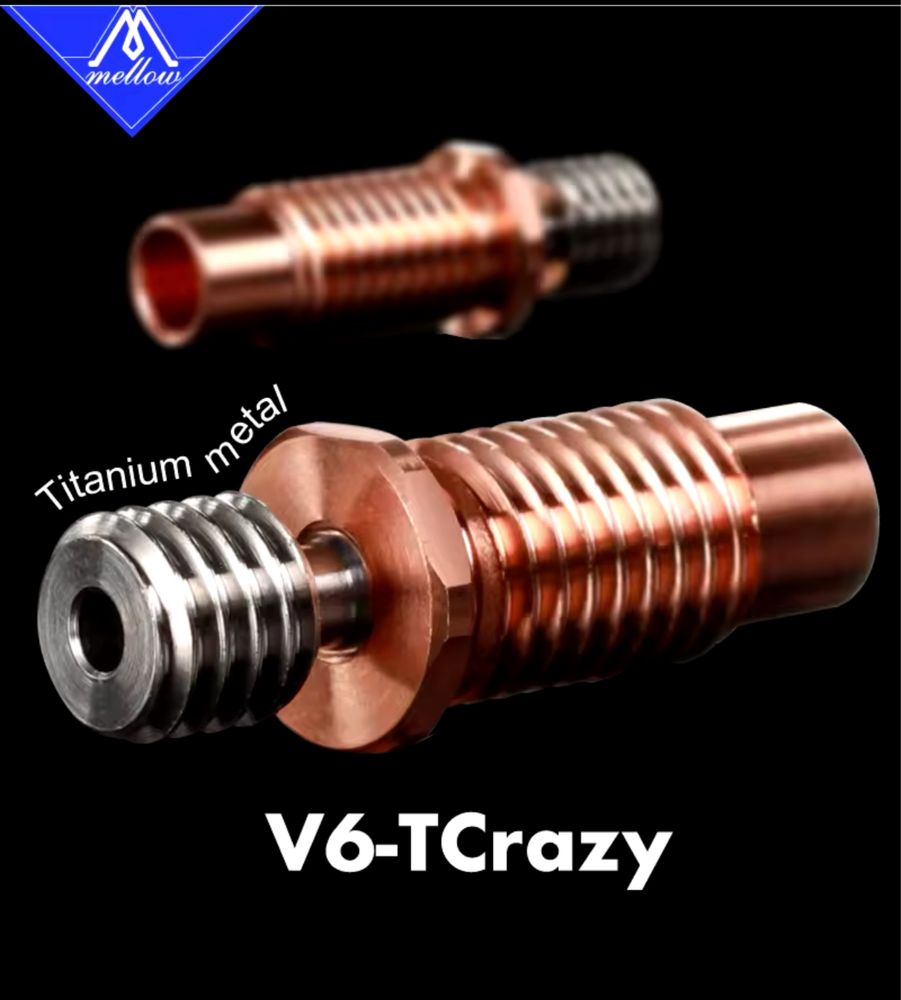 Термобарєр біметалевий 1.75мм E3D V6 Mellow NF V6-TCrazy