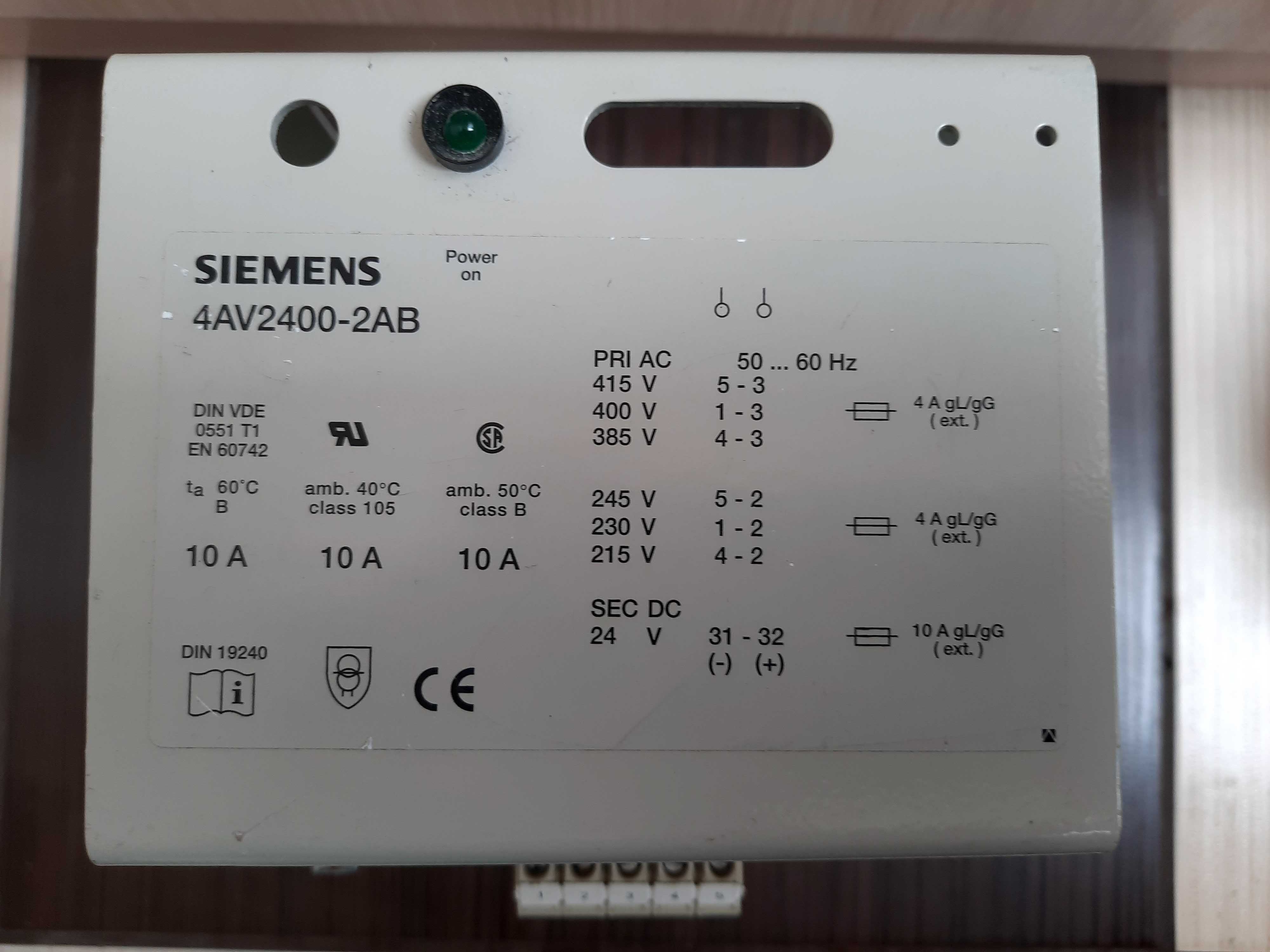 Трансформаторний блок живлення Siemens 4AV2400-2AB 24V 10A