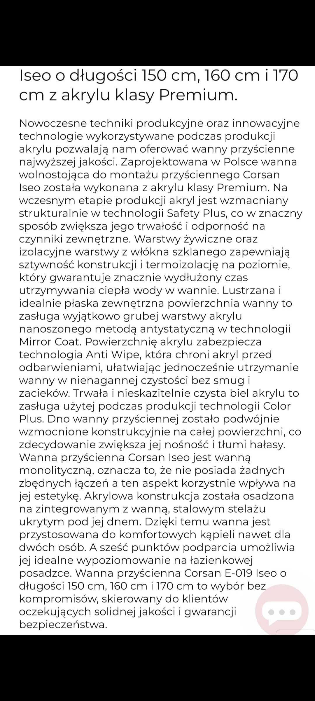 Wanna ISEO L 160cm nowa,  dodatkowo baterie czarny mat nowe
