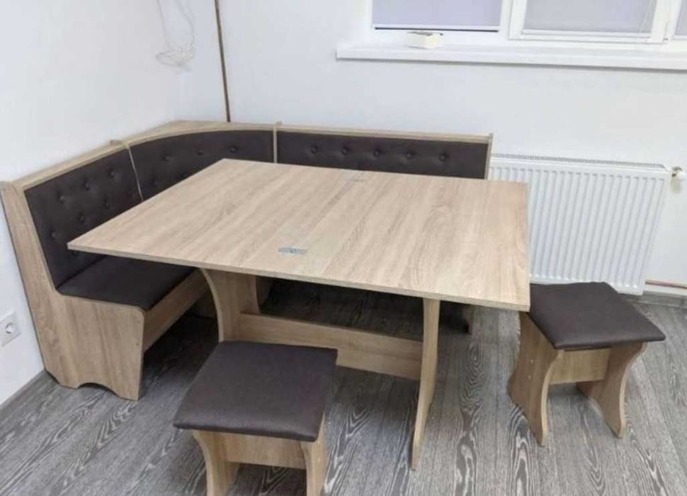 Комплект Куточок кухонний ДСП (Куток+стіл+2 табуретки)  Дуб сонома