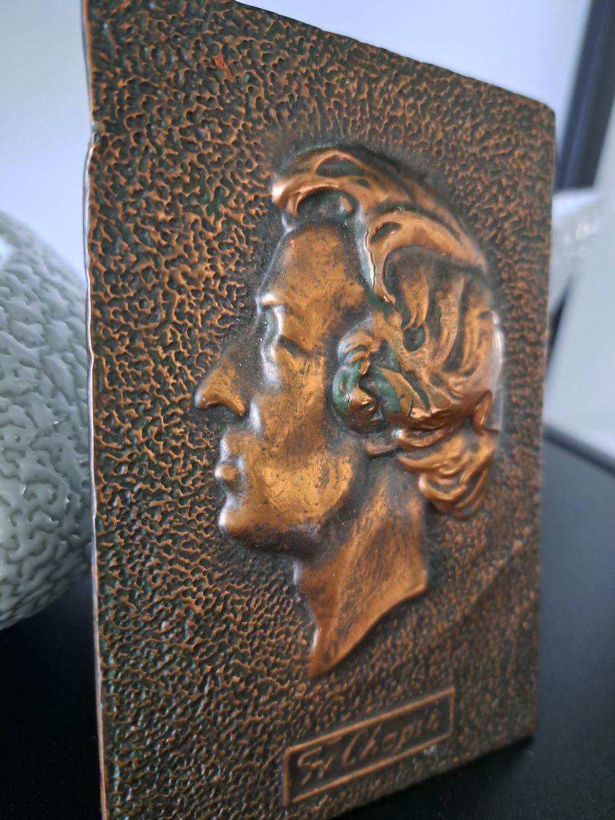 Plakieta miedziana,Fryderyk Chopin,miedź,vintage,PRL,retro,kolekcje