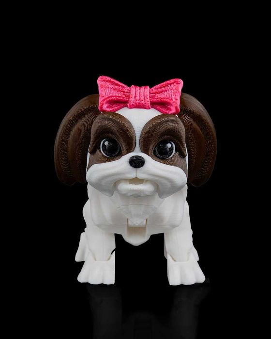 Ruchoma Figurka Shih Tzu ze Stylową budą i Miseczkami