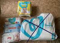 Памперсы Pampers premium care 2 new baby 1 салфетки Huggies Joy