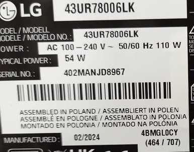 LG 43UR7800 Peças  LGP43NT-21V1 EAX69.502103  EAX70.042603 Testadas