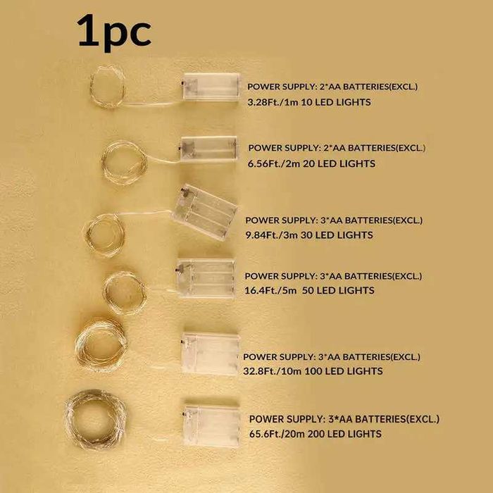 Drut miedziany Led świecący bajkowy łańcuch 7 kolorów