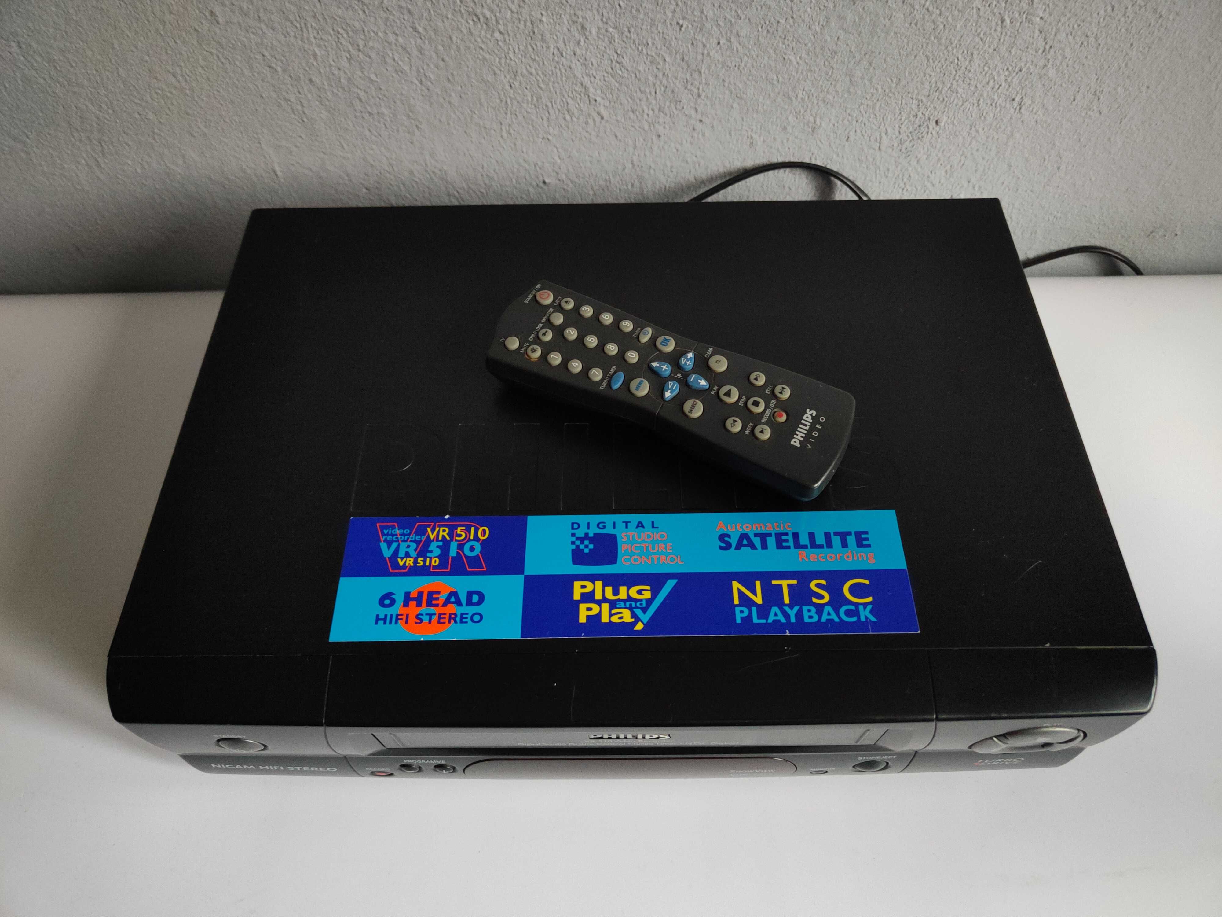 Magnetowid PHILIPS VR 510 z pilotem 6 Head HiFi Stereo uszkodzony
