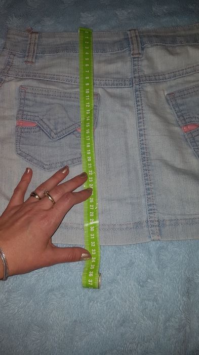 Miniówka spódniczka mini dzins i biala rozm. S