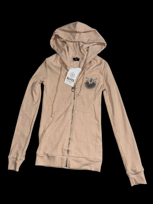 Bluza prążek beżowa z aplikacją z cyrkoni  uni