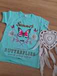 Bluzka turkusowa koszulka t-shirt 110 krótki rękaw
