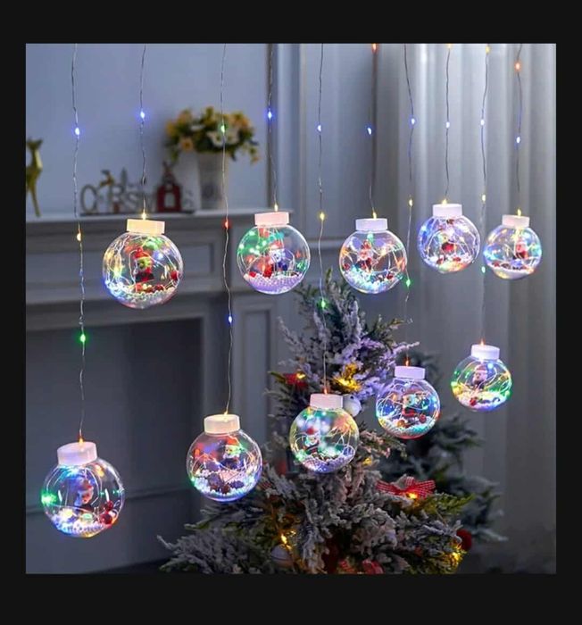 Girlanda kurtyna  LED wewnątrz kolorowe bąbki 3m