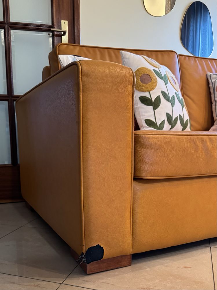 Sofá Cama De Pele Laranja
