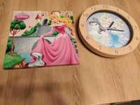 Zegar ścienny i obraz Disney księżniczki i śpiąca królewna