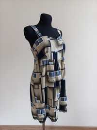 Krótka retro sukienka na ramiączkach w geometryczne wzory 38/40