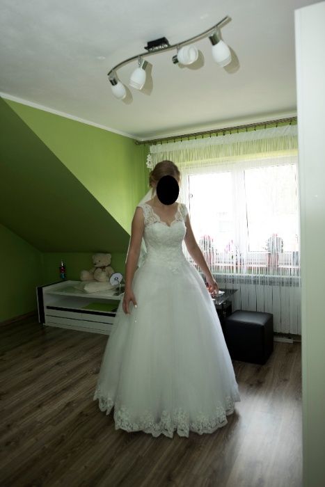 SUKNIA ŚLUBNA śnieżna biel princessa księżniczka stan idealny