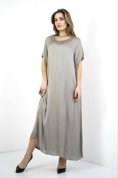 РОСКОШНОЕ! длинное натуральное платье, шёлк атлас, Италия 52-56 р.