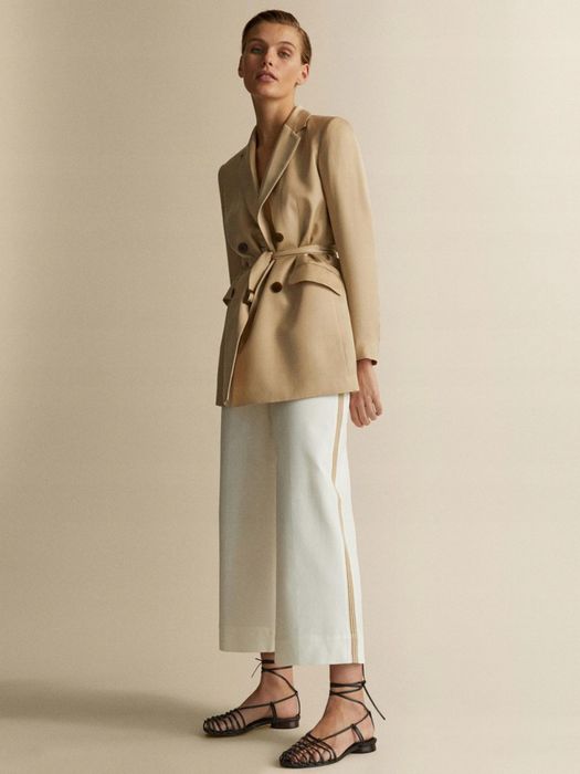 укорочені брюки, кюлоти з льону та бавовни massimo dutti, оригінал