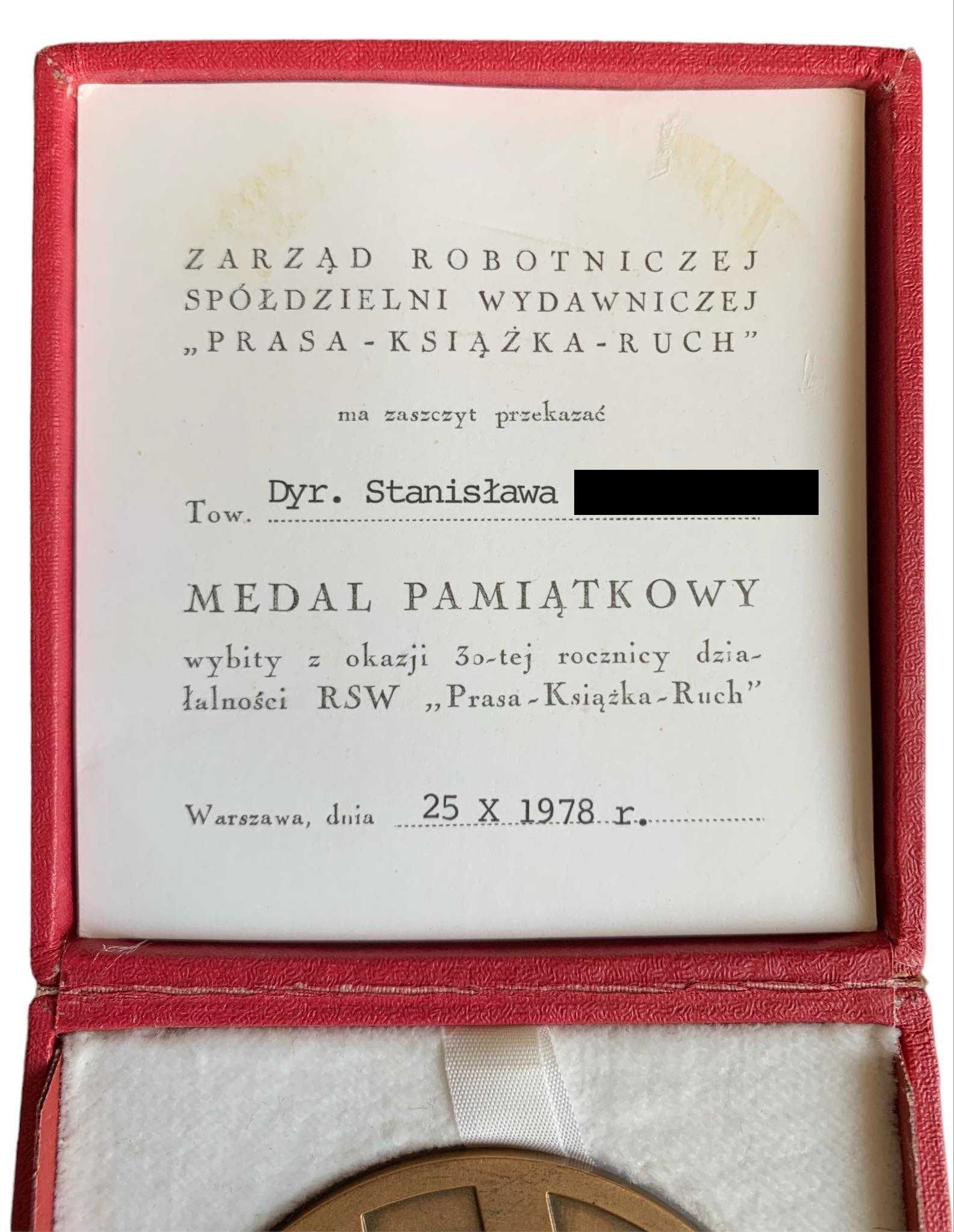 PRL: Medal RSW Prasa Ruch, Medal Federacji Bojowników. Nadania