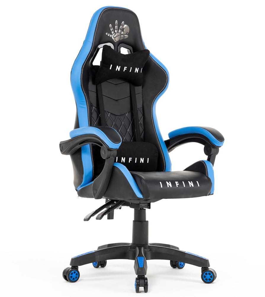 Komfortowy Fotel dla Graczy Infini Five Black/Blue z Podłokietnikami