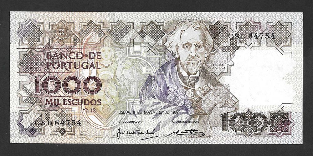 Nota de 1000 Esc. - Teófilo Braga