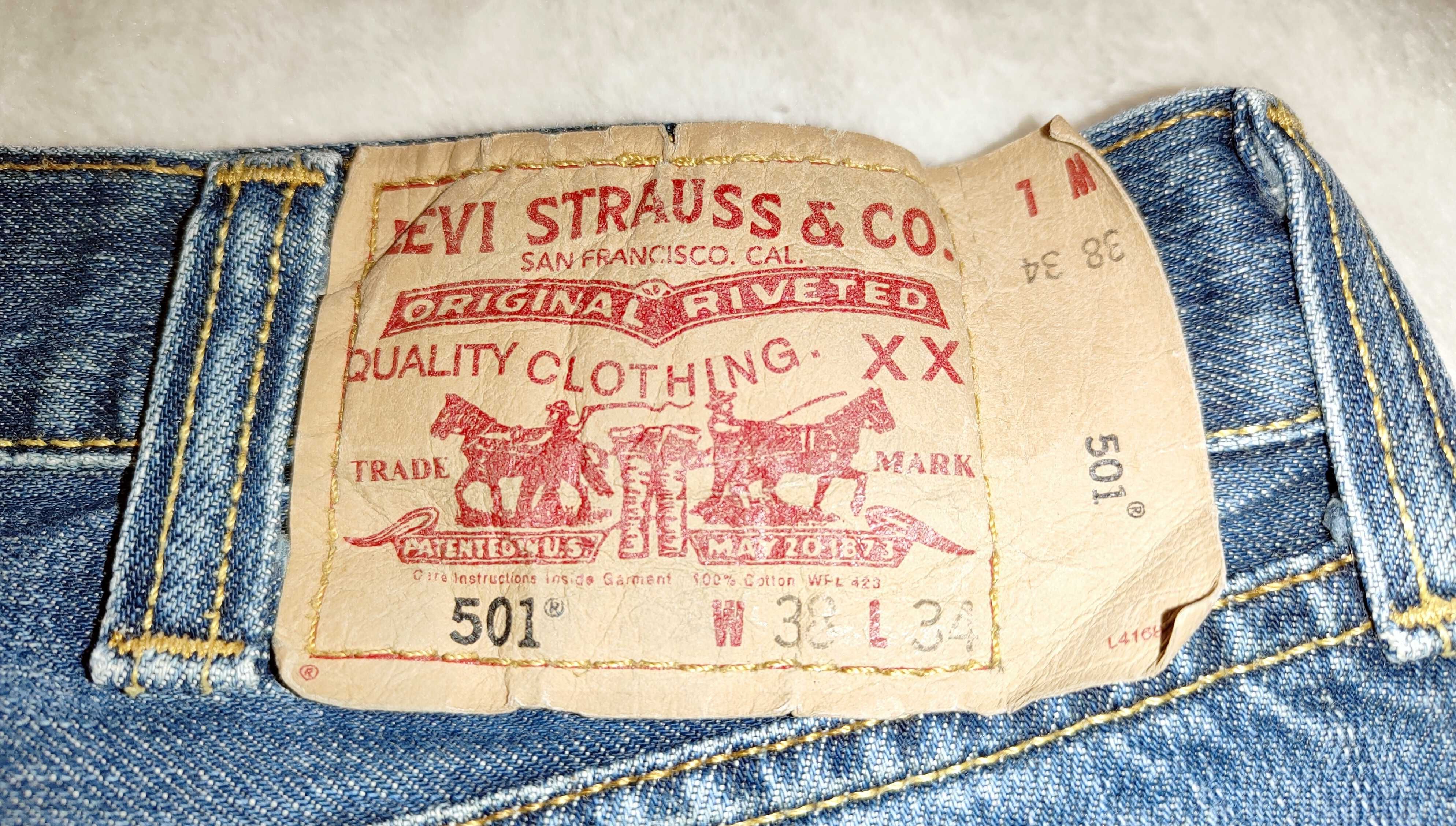LEVI'S STRAUSS 501 piękne spodnie jeans Idealne W38 L34
