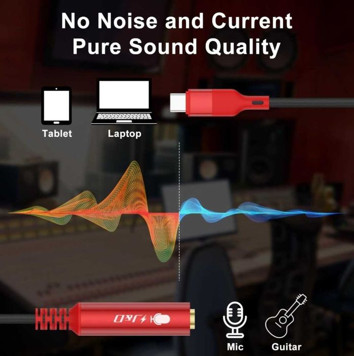 J&D USB-C to 6.35mm TS Female Audio Cable