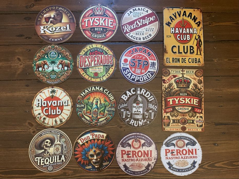 Blacha ozdobna tablica metalowa Retro Piwo Rum Tequila Tyskie Bacardi