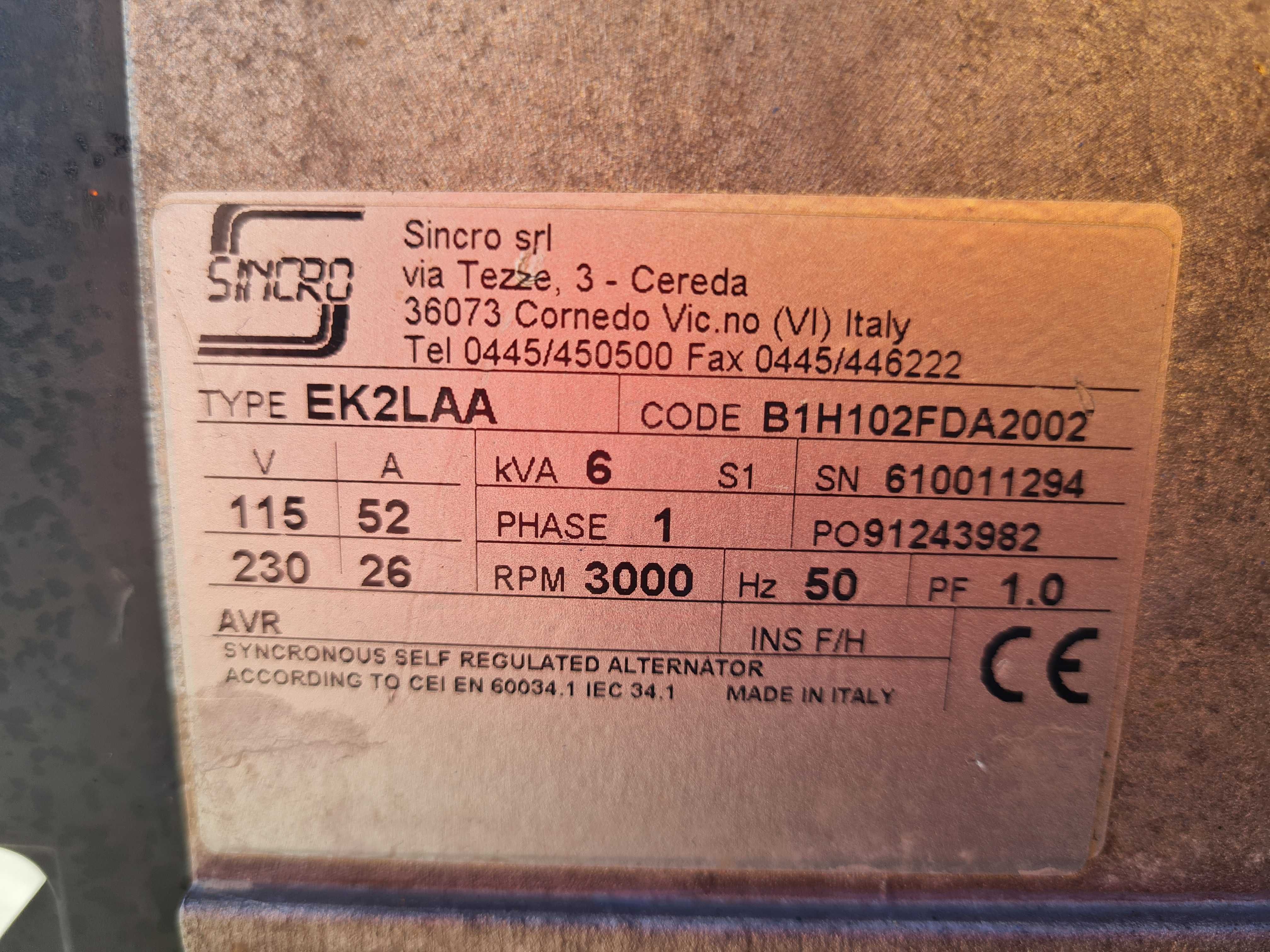Agregat Prądotwórczy Fogo FV 7001 ER 6 kVA 230V -4,8 kW z  AVR