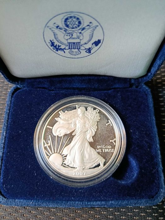 Moeda Prata pura 1 oz 1 dolar 2007 nova