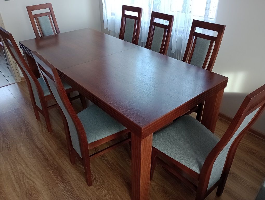Stół Drewniany 200cm + 8 krzeseł