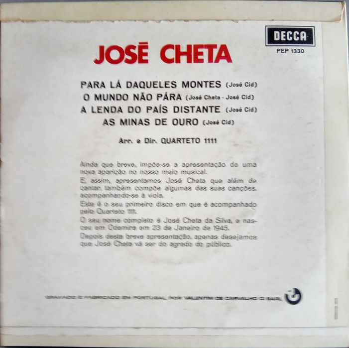 José Cheta	- - - - -	Par lá Daqueles Montes	- - - - -	EP