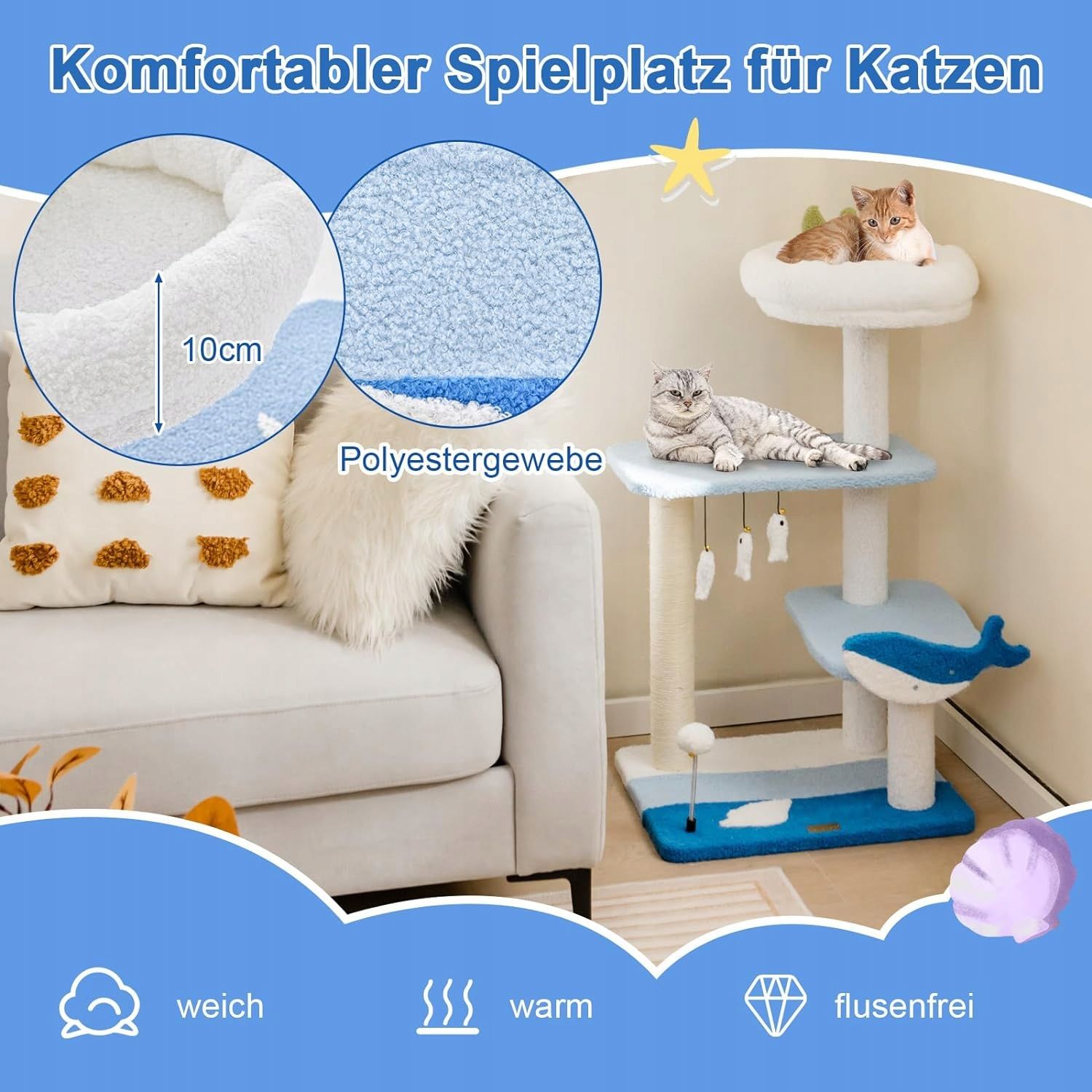 Drapak drzewko dla kota z pluszową powierzchnią do siedzenia 86 cm