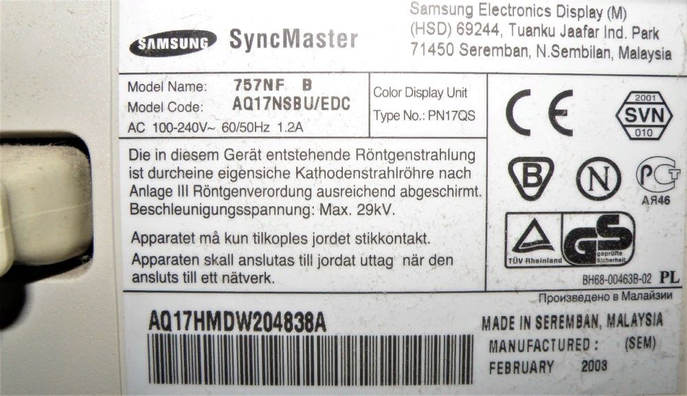 Монитор Samsung SyncMaster 757 NF